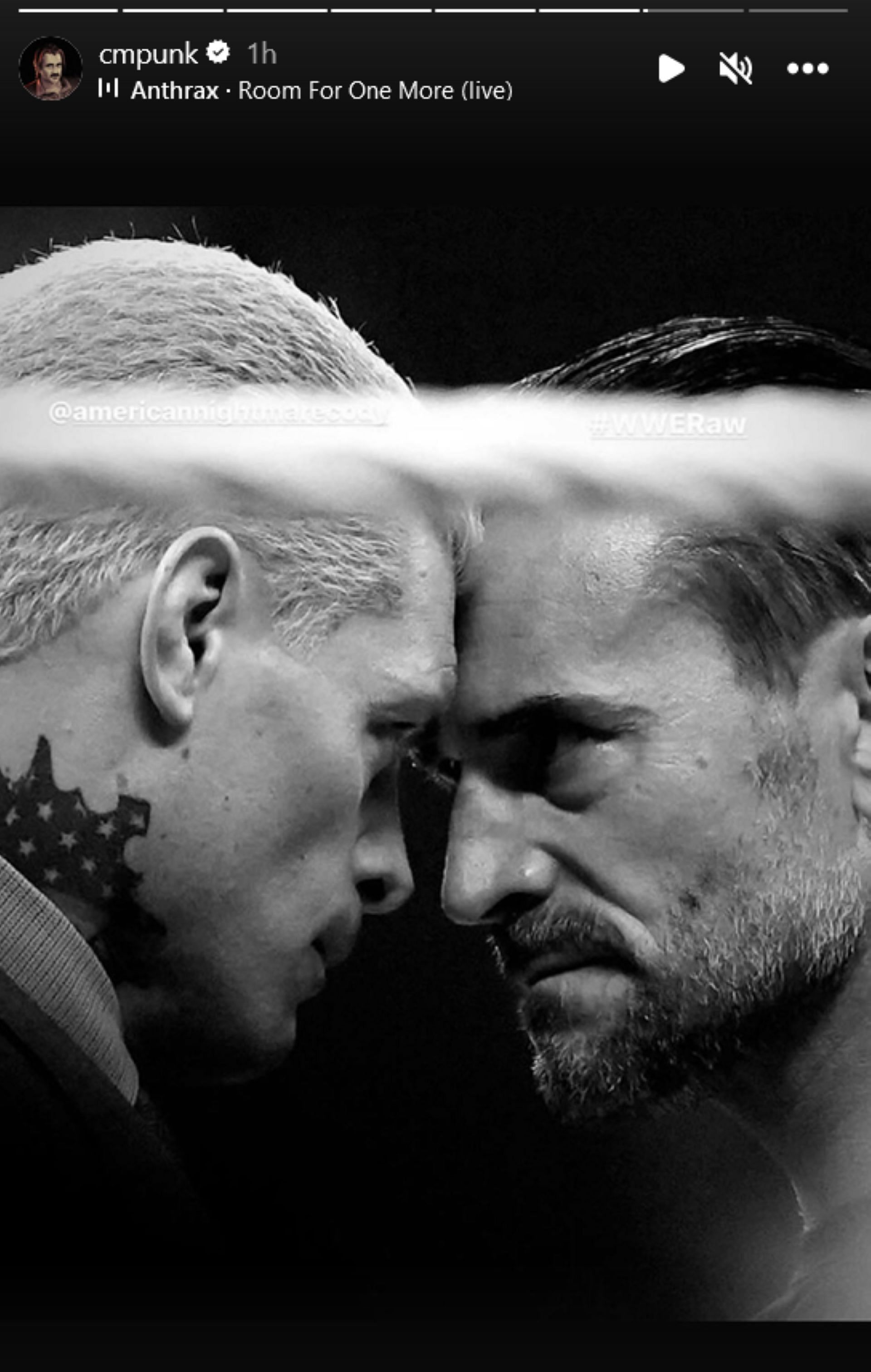 Screenshot of CM Punk's post on Instagram Stories